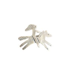 Vintage sterling silver girl in horse pin brooch